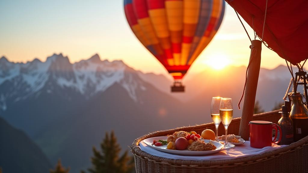 Heißluftballon Alpen Frühstück